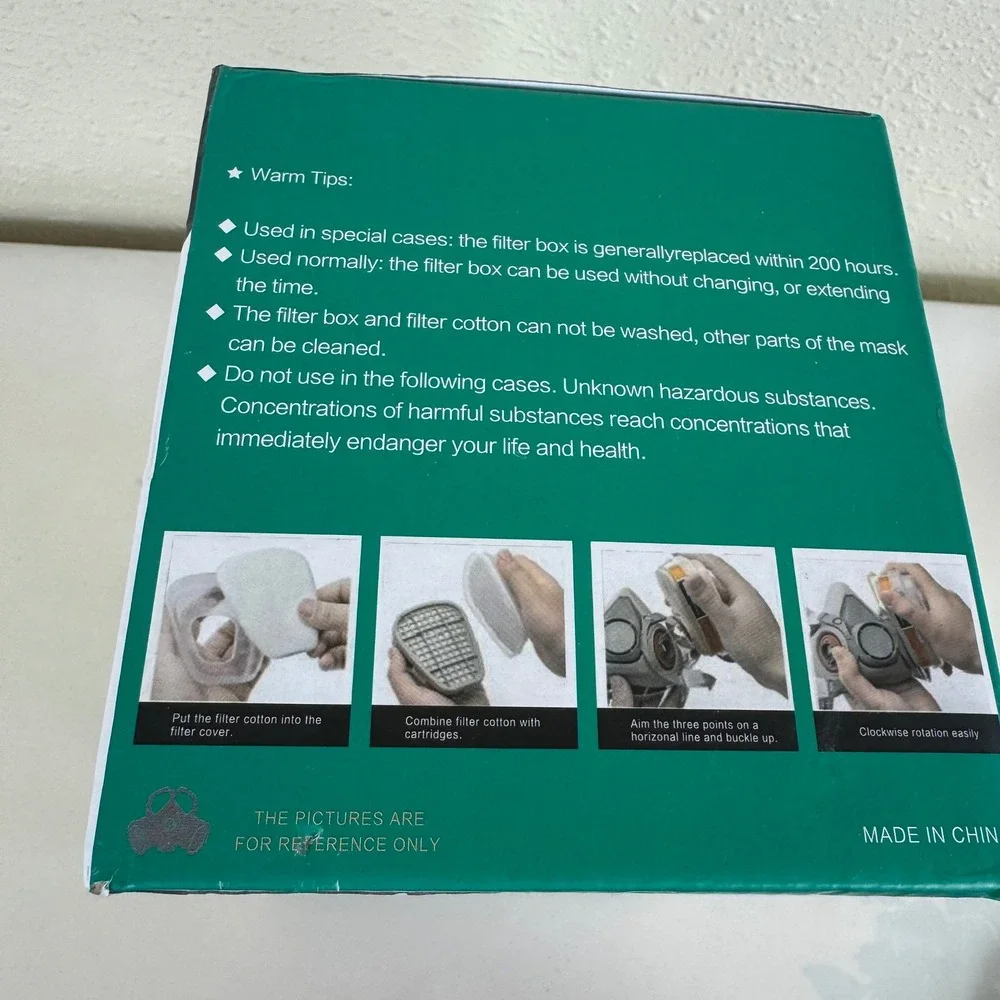 Anti Toxic Dustproof Respirator Mask Set with‎ Goggles 6001CN Filters New in Box